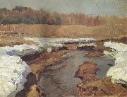 Levitan, Isaak Fruhling the last snow oil on canvas